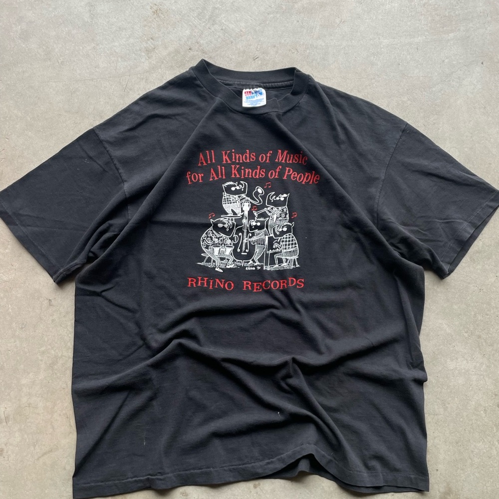 Hanes Black Tee with Short Sleeves and Drum Set Graphic
